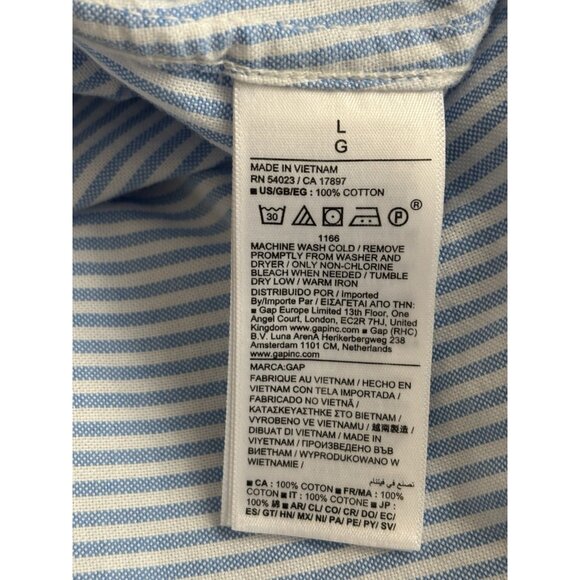 NWT GAP White Blue Striped  Cotton Poplin Oversized Button-Up Big Shirt Large - Picture 11 of 11